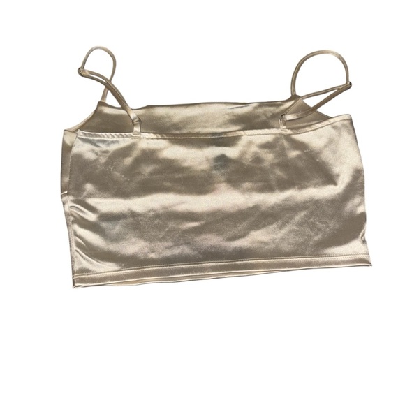 Divided H & M Satin Ruched Cami Crop Top Size Small - Picture 3 of 7